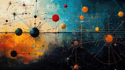 Aufkleber - Exploring abstract interactions of trivitino particles in quantum physics scientific research laboratory visual art representation theoretical environment conceptual framework