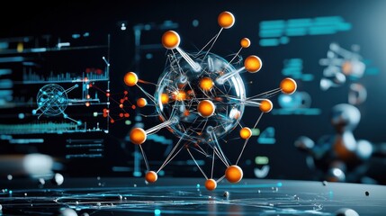 Aufkleber - Visualizing abstract trivitino particle dynamics virtual laboratory 3d representation digital environment scientific perspective quantum concepts for enhanced understanding