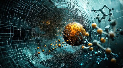 Aufkleber - Exploring the dynamics of trivitino particles in plasma standard an artistic visualization of particle physics in a scientific environment