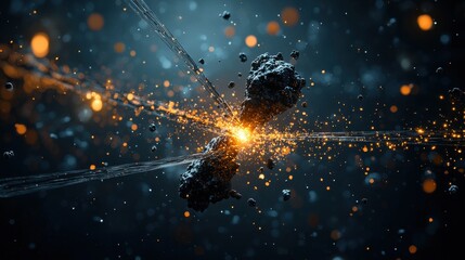 Aufkleber - Exploring trivitino particle interactions in cosmic r digital art space environment scientific concept