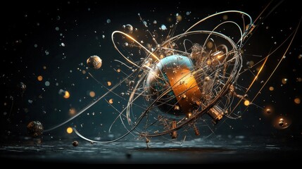 Aufkleber - Exploring subatomic trivitino particle interactions quantum physics laboratory research paper high-energy environment scientific perspective advanced particle dynamics