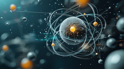 Aufkleber - Visualizing trivitino particle dynamics within subatomic structure standard quantum realm scientific illustration expansive environment detailed perspective particle physics concept
