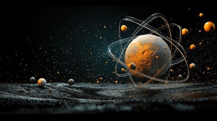 Aufkleber - Exploring the trivitino particle a subatomic standard in quantum physics laboratory scientific illustration dark environment conceptual understanding