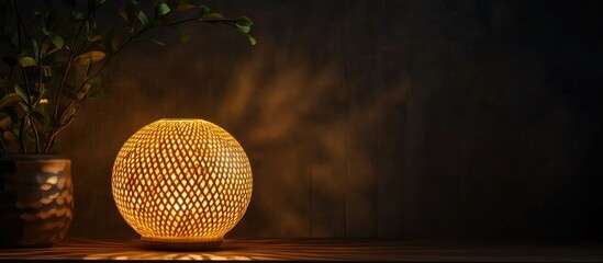 Wall Mural - cozy glow of a modern decorative electric lamp illuminating a dark interior space enhancing ambiance