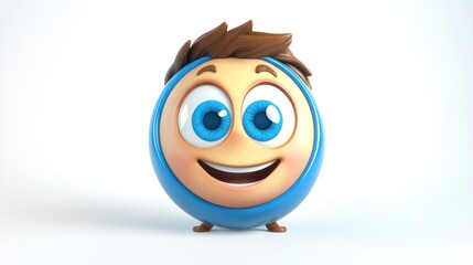Poster - A cheerful blue character with big eyes and a friendly smile, designed for fun and engagement.