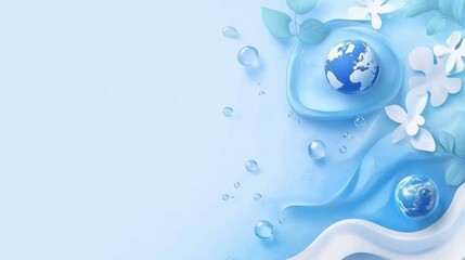 Wall Mural - world water day abstract background. featuring calming blues, greens, and whites. highlighting conse