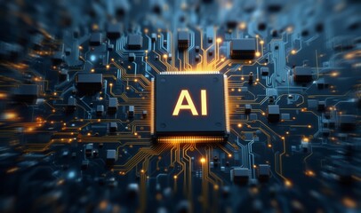 Wall Mural - ai circuit board, chip innovation. artificial intelligence technology concept, digital technology. a
