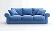 © EFA - A stylish blue couch with plush cushions, ideal for comfortable seating.