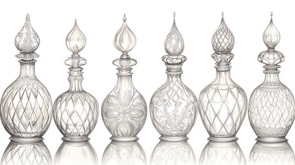 Poster - A collection of ornate glass bottles with intricate designs and shapes.