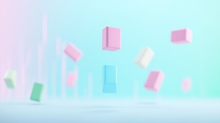 Aufkleber - Minimalist Pastel Geometric Shapes Floating with Subtle Gradients and Shadows