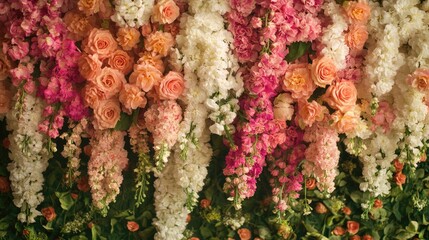 Wall Mural - bouquet of flowers with pink, white, and orange flowers. the flowers are arranged in a way that they