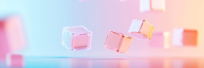 Aufkleber - Pastel Geometric Abstraction with Floating Cubes in Soft Glow