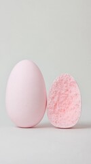 Poster - Minimalist Pastel Pink Easter Eggs on White Background in 4K Resolution