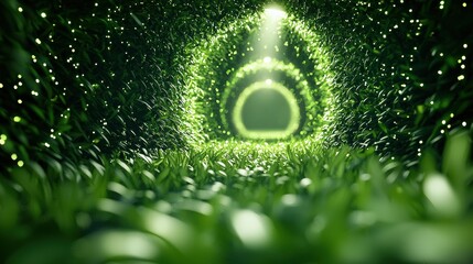 Wall Mural - a digital tunnel with encrypted data packets flowing through it, representing secure data transmissi