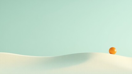 Aufkleber - Minimalist Sand Dunes with Orange Sphere Under Calm Sky