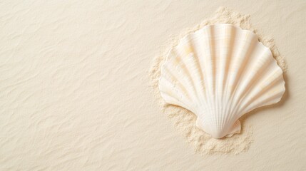 Aufkleber - Elegant Broken Seashell on Soft Sand with Minimalist Aesthetic