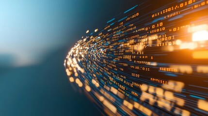 abstract background of binary code flowing rapidly, signifying the speed and complexity of digital c