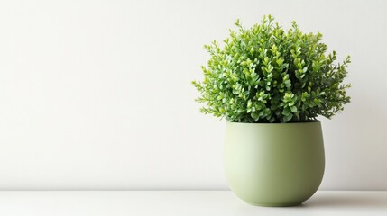 Wall Mural - Green plant pot white background