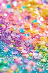 Sparkling particles with rainbow colors and sequins