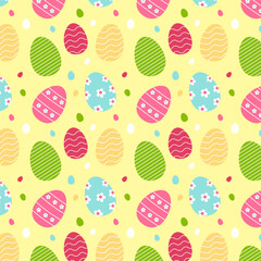 Wall Mural - easter eggs repeat pattern.cute colorful easter egg seamless pattern isolated on white background.ve