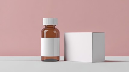 Wall Mural - Pill bottle and box packaging mockup