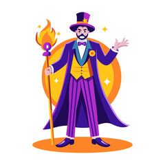 Canvas Print - a flat style illustration of a circus magician