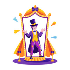 Canvas Print - a flat illustration of a character performing circus magic trick