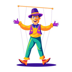 Canvas Print - human marionette performance illustration in flat style