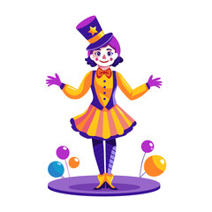 Canvas Print - a flat illustration of a circus girl character