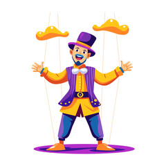 Canvas Print - puppet show illustration in flat style