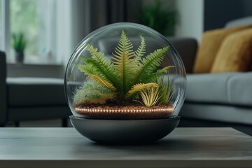 Canvas Print - This stunning terrarium showcases lush greenery, perfect for enhancing any indoor gardening space and bringing nature indoors. A beautiful centerpiece for decor.