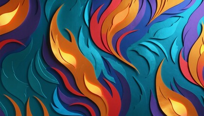 Wall Mural - Shiny metallic flame paper texture with vibrant glowing accents