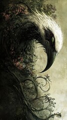 Wall Mural - Mystical Forest Bird: A Digital Painting of an Enigmatic Creature