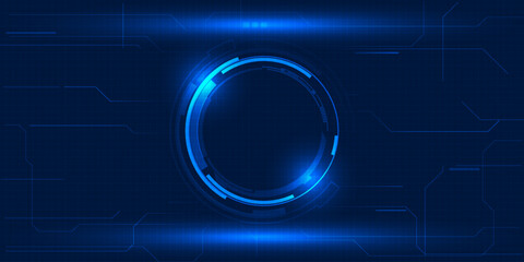 Wall Mural - vector illustration of futuristic blue digital high technology with circle hud and digital circuit e