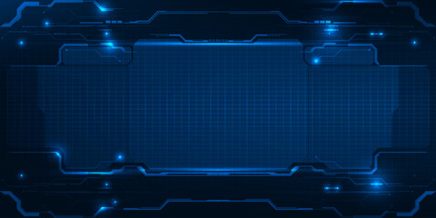 Wall Mural - vector illustrations of abstract blue futuristic digital high technology background with grid panel 