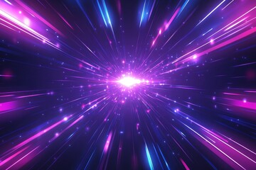 Wall Mural - abstract purple and blue light streaks radiating from a bright center, creating a dynamic, high-ener