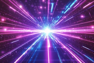 Wall Mural - abstract light streaks converging at a bright center, creating a futuristic tunnel effect.