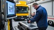 © Ari - A technician inspects equipment in a workshop with a vehicle in the background.