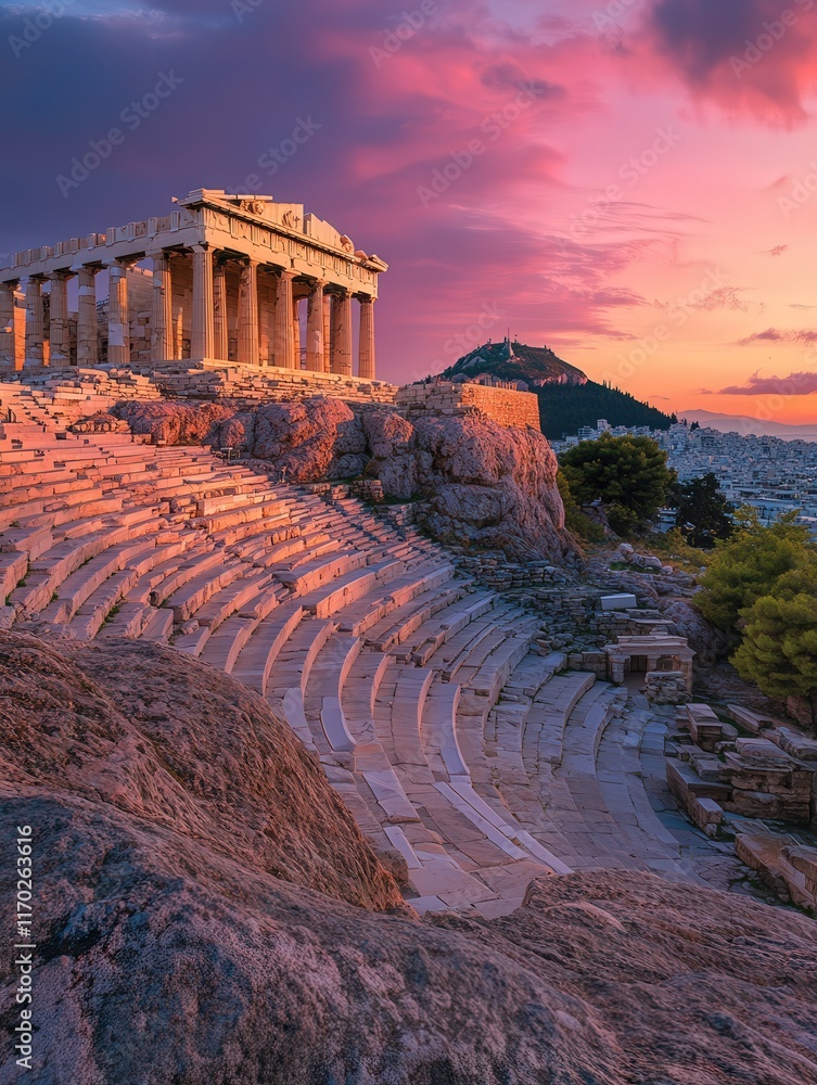 Acropolis Theatre, showcasing its grand amphitheater design, bathed in ...