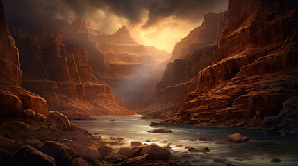 Sticker - Stunning Canyon Landscape with Majestic River