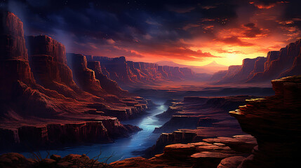 Poster - Breathtaking Canyon Sunset Landscape