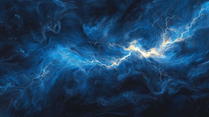 Dark Blue Skies with Bright Lightning Strikes