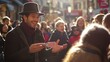 © Lupinetta - Street magician performing a card trick for a crowd