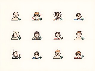 Poster - Collection of Glyph Style People Avatar Icons