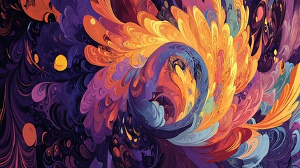 Wall Mural - Abstract swirling vibrant colors paint artwork