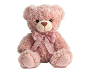 soft teddy bear with pink bow, perfect for gifts and cuddles. this plush toy brings joy and comfort,