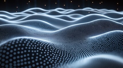 Wall Mural - abstract glowing wave particles background.