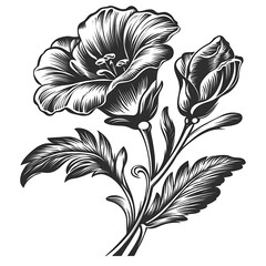 Wall Mural - Vintage style black and white flower.