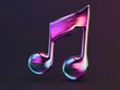 © nitiroj - Musical note logo, liquid metal texture, soundwave highlights, 3D icon style