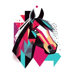 Wall Mural - A colorful geometric illustration of a horse's head.